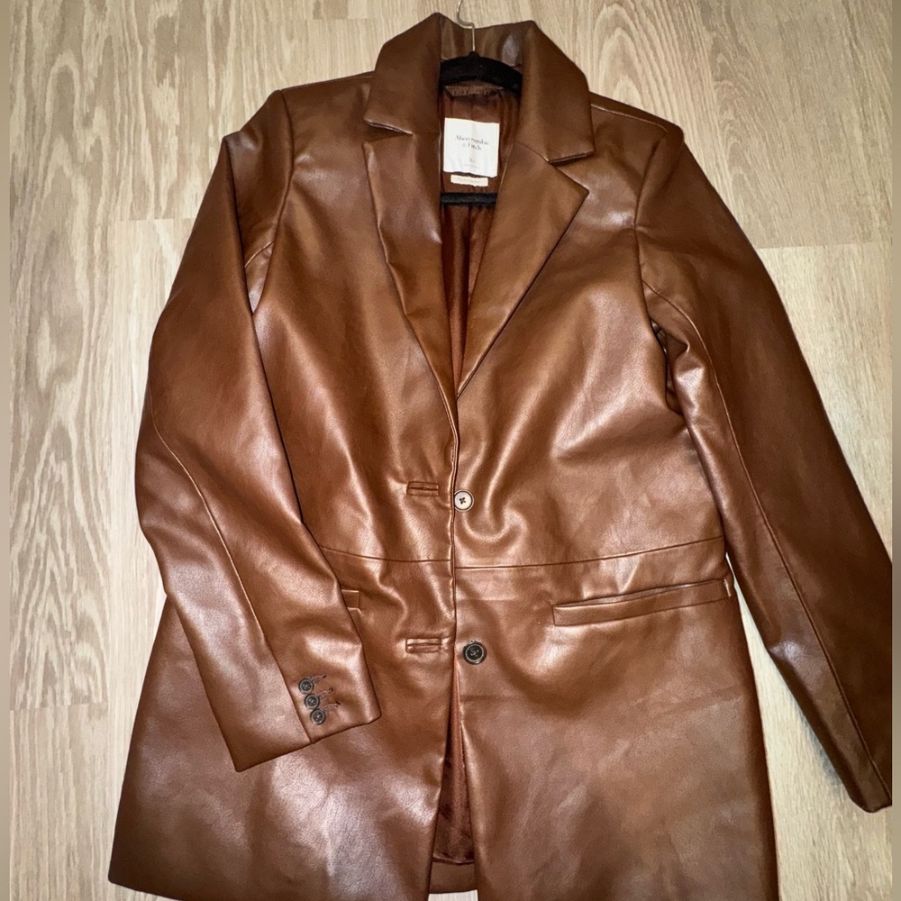 Abercrombie Vegan Leather Brown Blazer